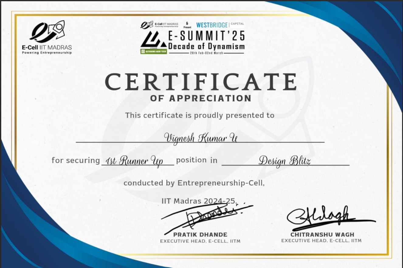 1st Runner-Up — IIT Madras Design Blitz